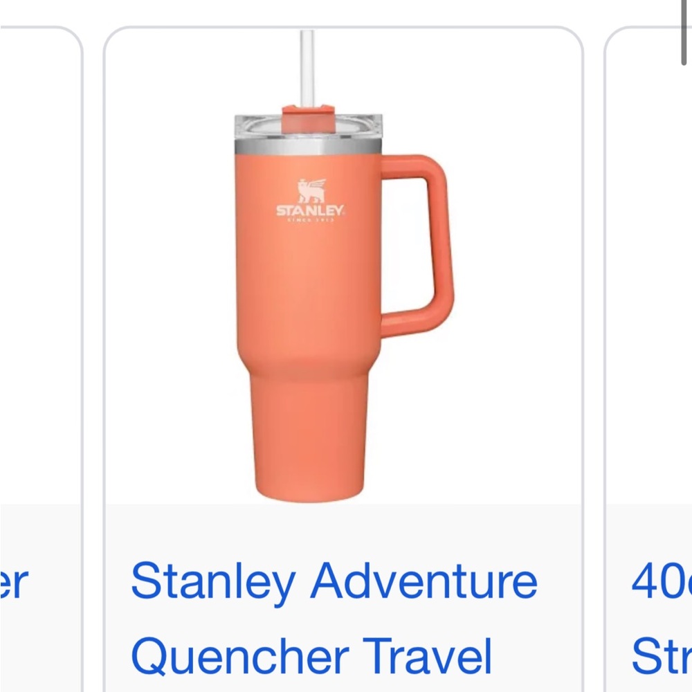 40oz stanley cup in the grapefruit color